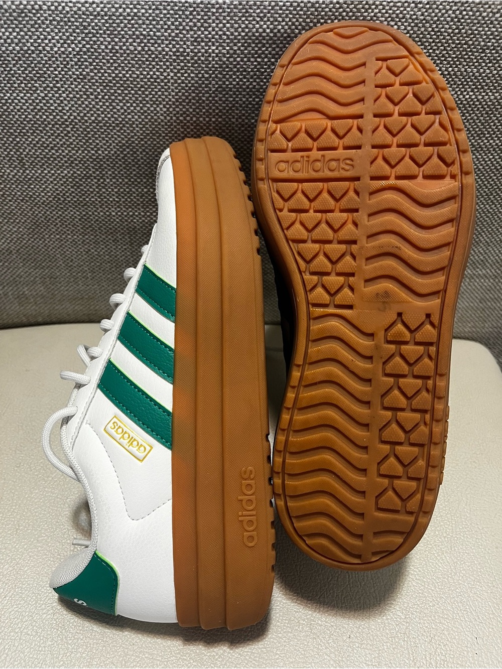 Adidas VL Court Blod White Sneakers with Green Stripes and Gum Platform - Picture 7 of 7